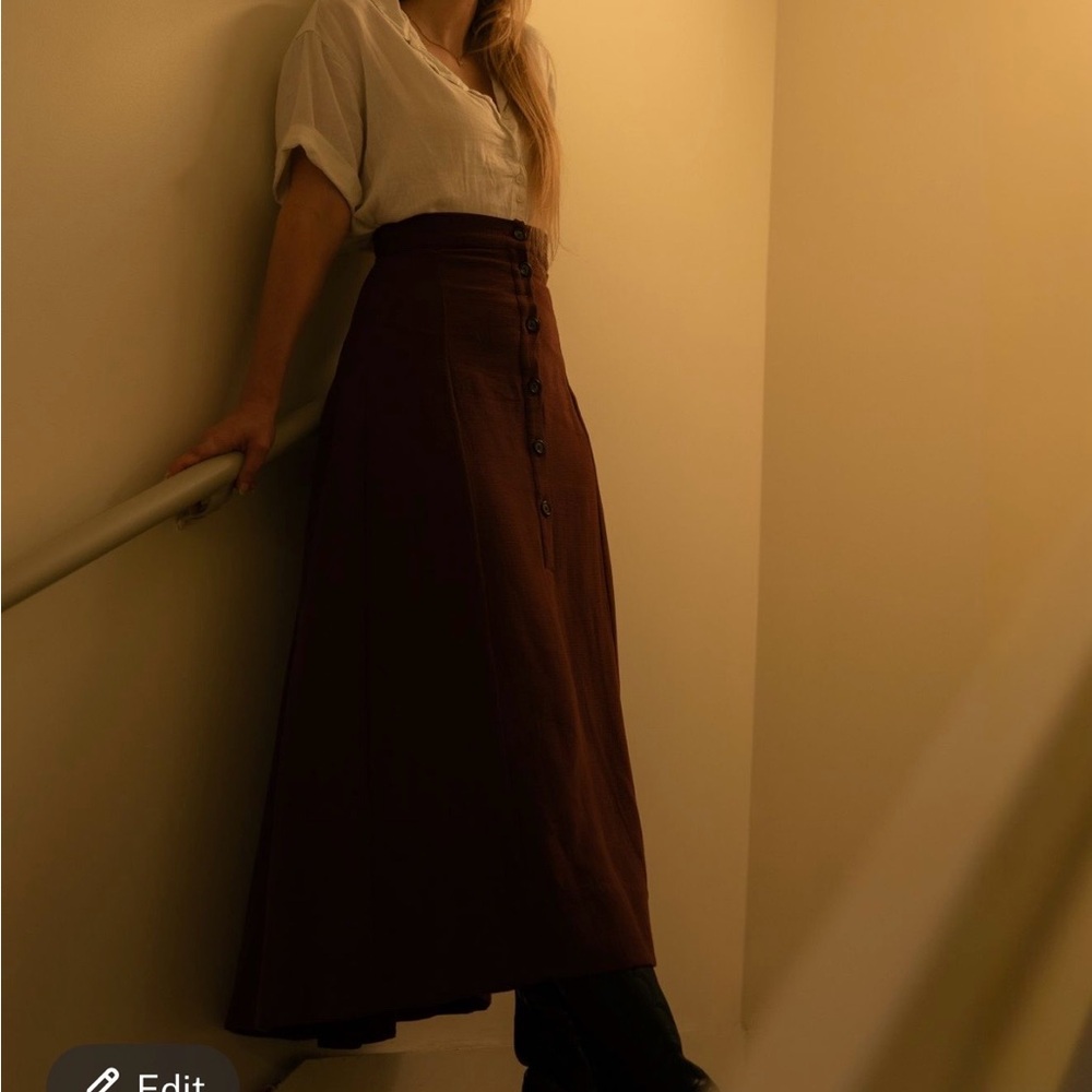Christy Dawn Woven Burgundy Maxi Skirt